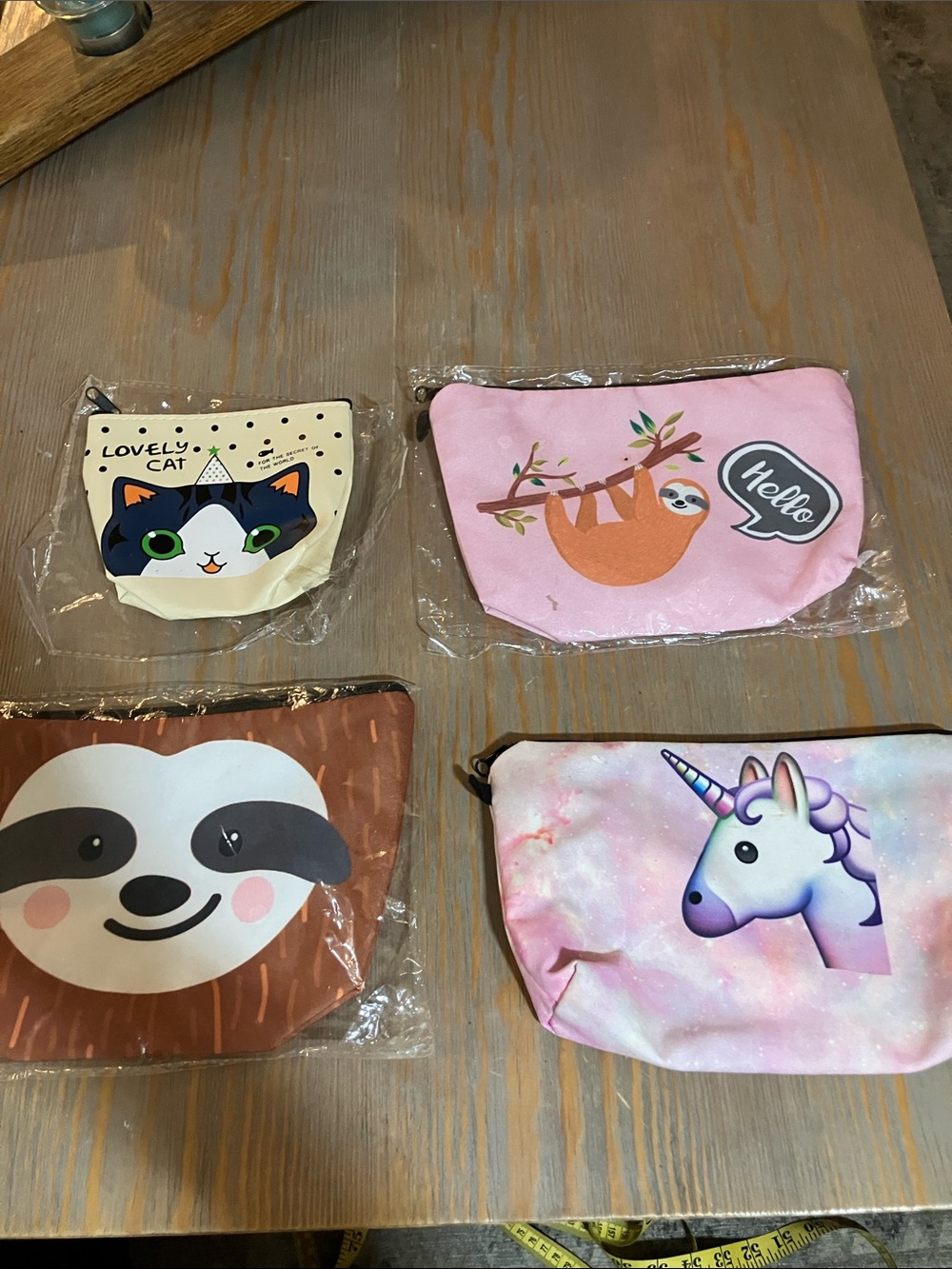 Kids Pink Sloth Cosmetic Pouch - Cute Animal Zip Bag